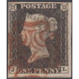 STAMPS PENNY BLACK Plate 1b (JL) four margin examp