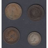 COINS : Small mixed of early UK coins, 1900, 1909