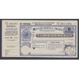 1935 Silver Jubilee 6d Postal Order used with coun