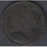 COINS : 1694 William and Mary half penny, fine to
