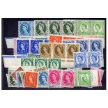 GREAT BRITAIN STAMPS : Stock card of mint Wilding stamps , many in multiples