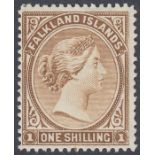 STAMPS FALKLANDS 1895 1/- Grey-Brown. An unmounted