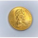 A 1973 Isle of Mann 22 carat gold sovereign with Norse Warrior to obverse, 7.96gm, Pobjoy Mint