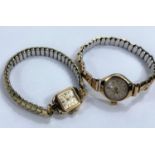 Two lady's wristwatches with 9 carat gold cases