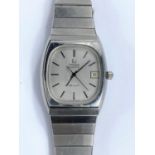 A 1970's gents Omega De Ville Quartz wristwatch with stainless steel case and original bracelet,