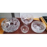 Four good quality cut glass crystal bowls of varying sizes (1 a.f)