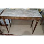 A marble top Empire style side table (marble cracked)
