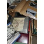 A vintage photograph album; a collection of railway photographs; other albums of cards; etc.