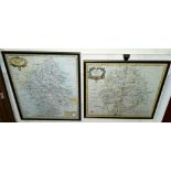 An 18th century Robert Morden map:  Warwickshire, 37 x 43 cm; and another Staffordshire, 43 x 37 cm