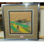 Harold Riley:  'John Morris Bridge, Salford', pastel, signed, 10" x 10", framed and glazed