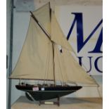 A model of a William Fife 1898 Scottish Yacht on stand, length 44cm