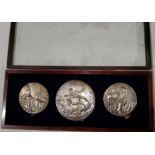 Pisano:  a 19th century group of 3 electrotype medals after Pisano originals, 8-10 cm, in fitted