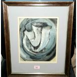 ALSTON EMERY, 20th century British watercolour and bodycolour, abstract still life, signed & framed,
