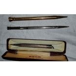 3 propelling pencils 1 of which hallmarked silver, 1 white metal, 1 gilt