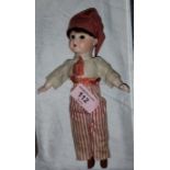 A French composition head doll dress in French Revolutionary clothing 'SEBJ' Paris, height 22cm