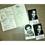 Paul Robeson:  2 signed publicity photos; another Winifred Attwell an autographed menu, the Gold