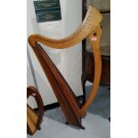 A 1960's Celtic harp, with label:  Dafydd T Davies, London, 1963, height 118 cm (requires