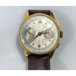 A mid 20th century gents Moeris wristwatch with gilt case, two subsidiary dials, automatic