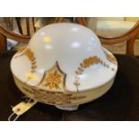 An Edwardian opaque glass light bowl, with hand painted decoration.