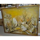 Roy Ostle, British: oil on board, 'Autumn Plants, signed and dated '64, 90 x 120 cm, framed