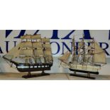 2 models of ships, 1 Spanish galleon D.Fernandon II E.Gloria and another highly detailed 36cm & 32cm