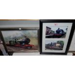 Six railway prints; 5 railway books