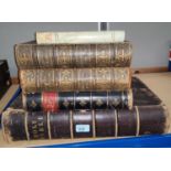 Two leather bound volumes of the History of Britain by Hume & Smollett; 2 other books; a very