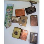 A selection of trench art matchbooks; similar vestas.