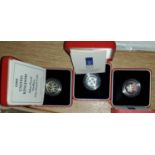 GB:  £1 silver Piedforts 1999, 2000 & 2001