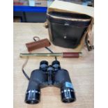 A pair of Pathescope zoom field glasses, a modern captain?s style pocket telescope