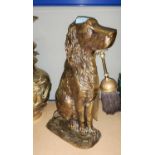 A brass companion set in the form of a Spaniel ht 40cm