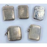 5 hallmarked silver Vesta Cases, various dates, 5.3oz