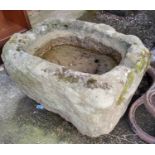 An 18th/19th century large heavy sandstone trough 60 x 52cm