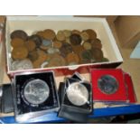 GB:  15 crowns and a selection of copper coins; etc.