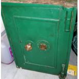 A 19th century wrought iron safe with key, height 62 cm, depth 42 cm