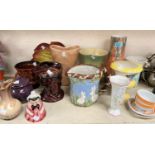A selection of Sylvac and other similar china vases, jugs etc.