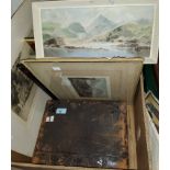 A Victorian leather photograph album and contents; a selection of reproduced photos of old
