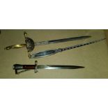 Three various novelty letter openers, two in the form of swords