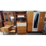 A mid 20th century Gplan / E Gome 4 piece bedroom suite comprising double wardrobe with central