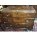 A Georgian mahogany 3 height chest of drawers with brass oval drop handles, on later base