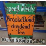 A Brooke Bond Dividend Tea enamel sign, 77 x 51cm and another enamel sign