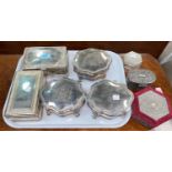 A selection of silver plated jewellery/trinket boxes