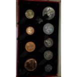 GB:  1950 proof set, half crown to farthing, original box