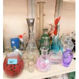 A selection of studio and other coloured glassware, Caithness etc.