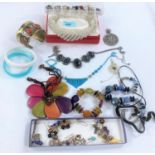 A selection of necklaces; earrings; other costume jewellery