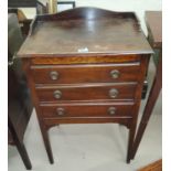 An Edwardian 3 height music cabinet; 2 Edwardian dining chairs