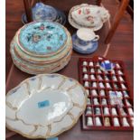 a 19th century Derby oval bread dish, 28cm and a selection of 19th century English china plates