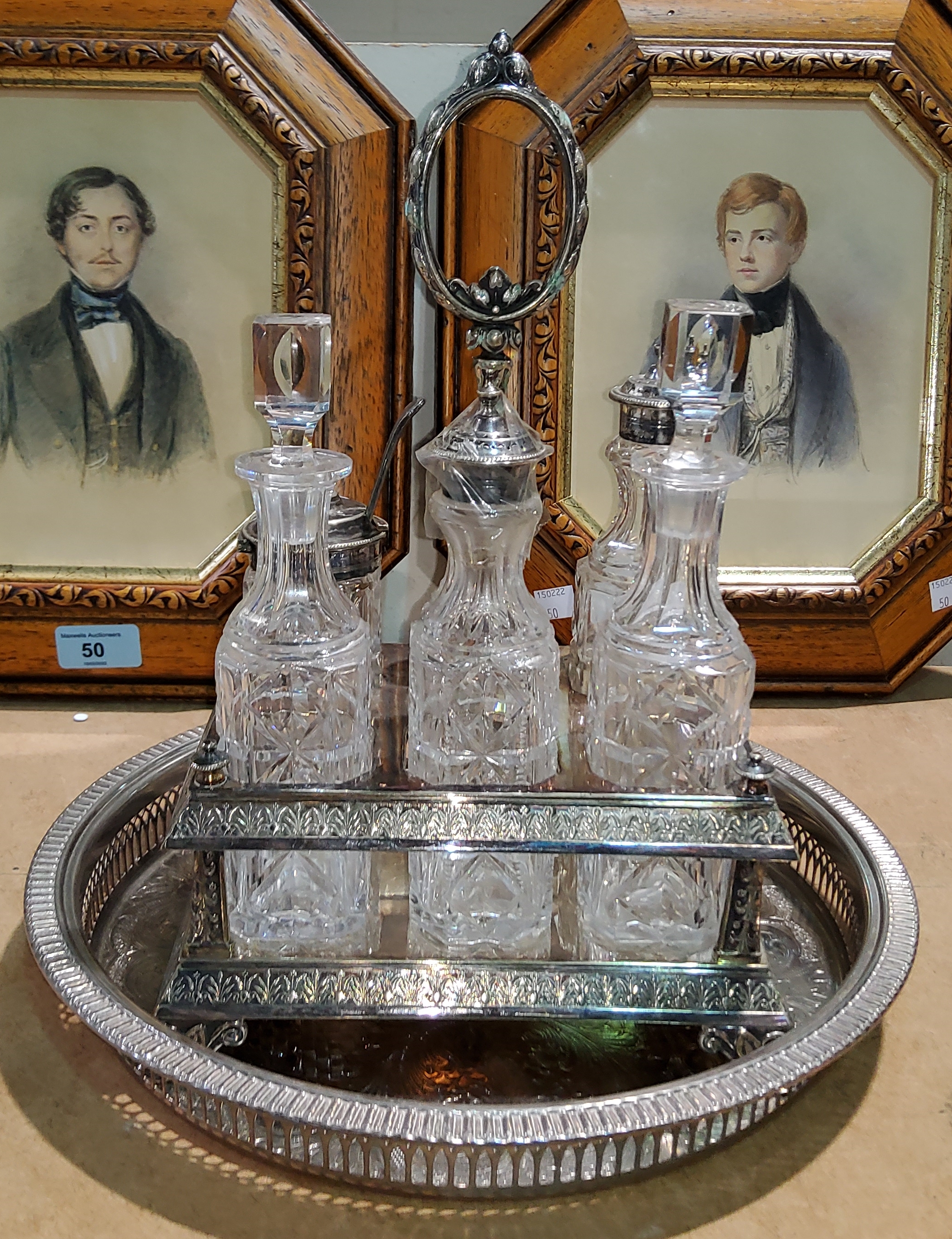 An EPNS 6 bottle cruet stand