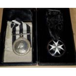 St John's Ambulance Brigade:  pair of medals, one engrave CPS/SEN M Strang, Lancs, SJAB, 1951