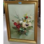 Vernon Ward:  Bouquet of roses with butterfly, oil on board, signed, 52 x 37 cm, framed